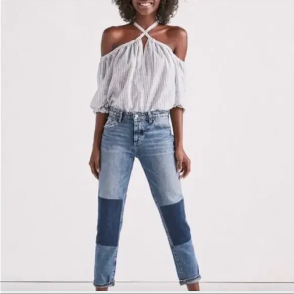 Lucky Brand Sienna Slim Boyfriend Color Block Jeans - size 00